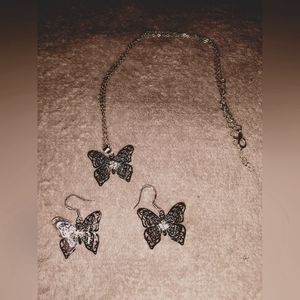 The Queenz Butterfly Necklace and Earring Set